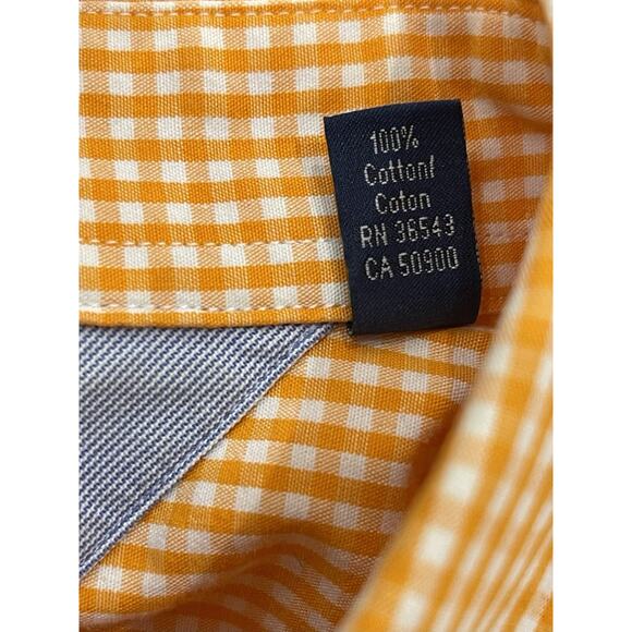 Tommy Hilfiger Men’s Dress Shirt 16/34-35 100% Cotton Orange Gingham - Picture 6 of 9